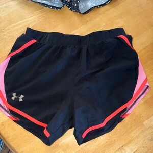 Under Armour Women's Black and Pink Shorts